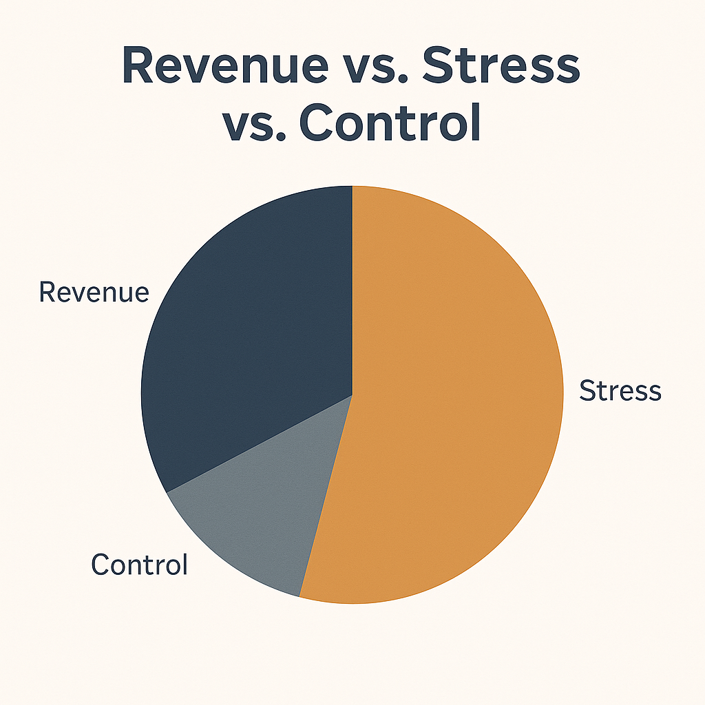 Pie chart: “Revenue vs. Stress vs. Control