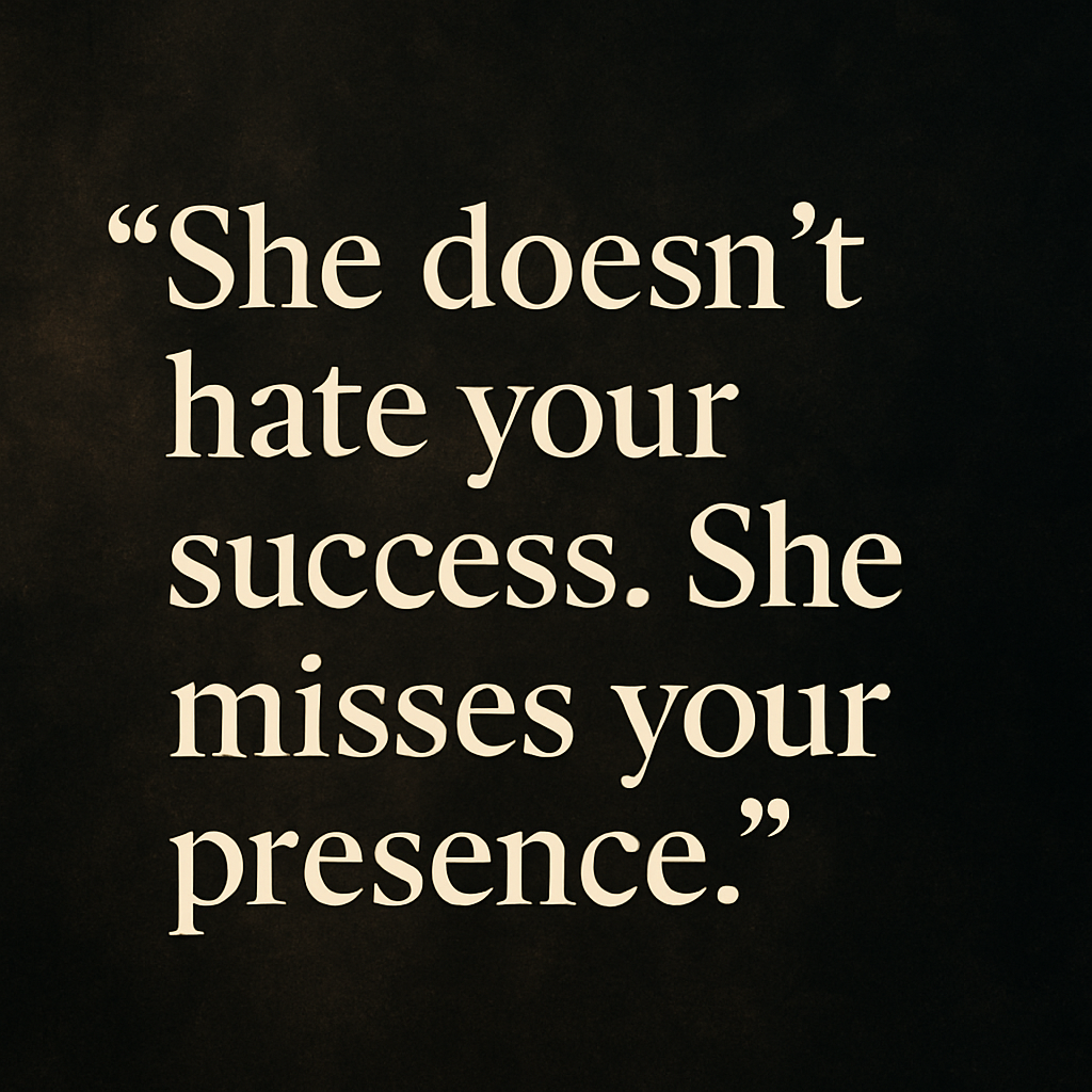 She doesn’t hate your success. She misses your presence. She doesn’t hate your success. She misses your presence.