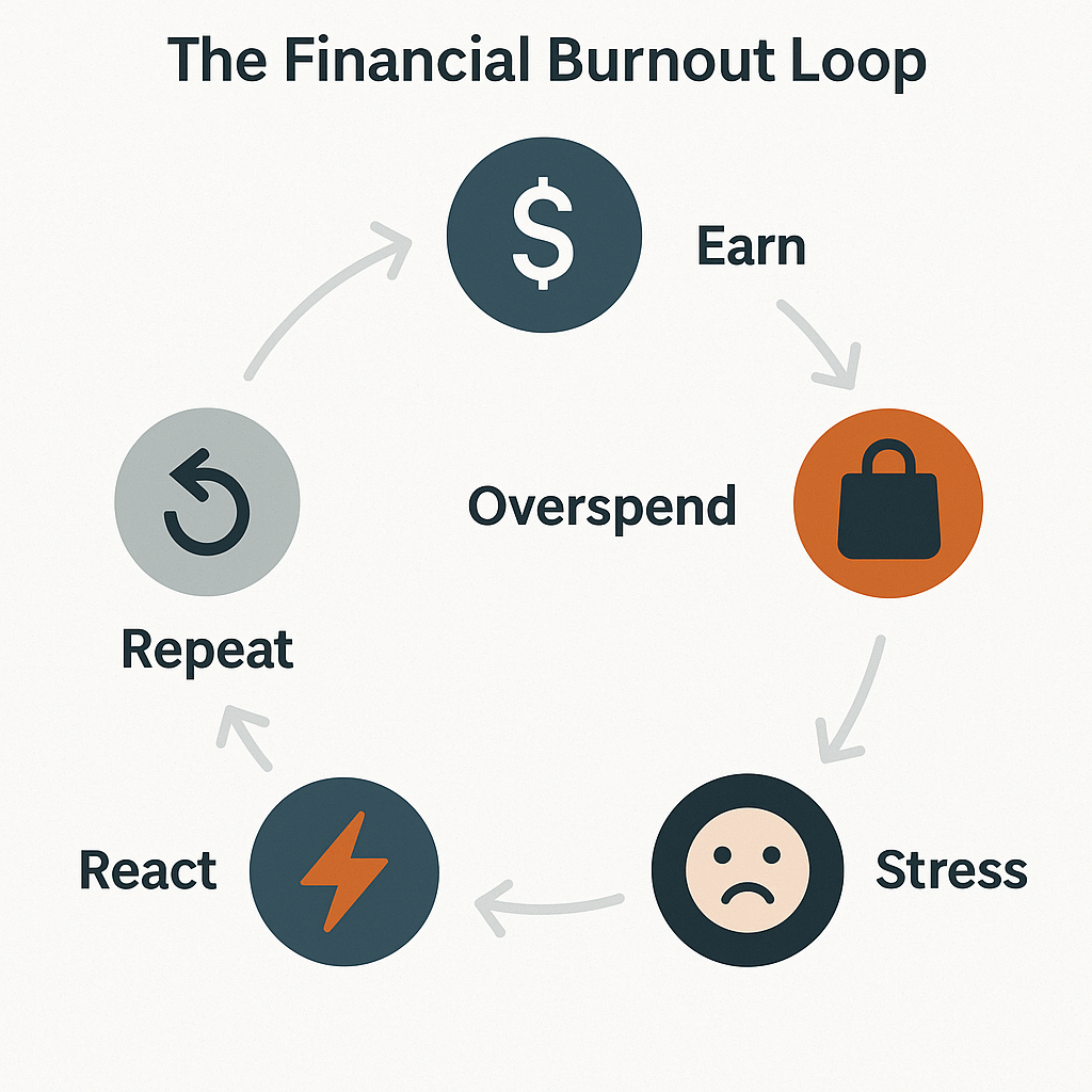 The Financial Burnout Loop”: Earn → Overspend → Stress → React → Repeat