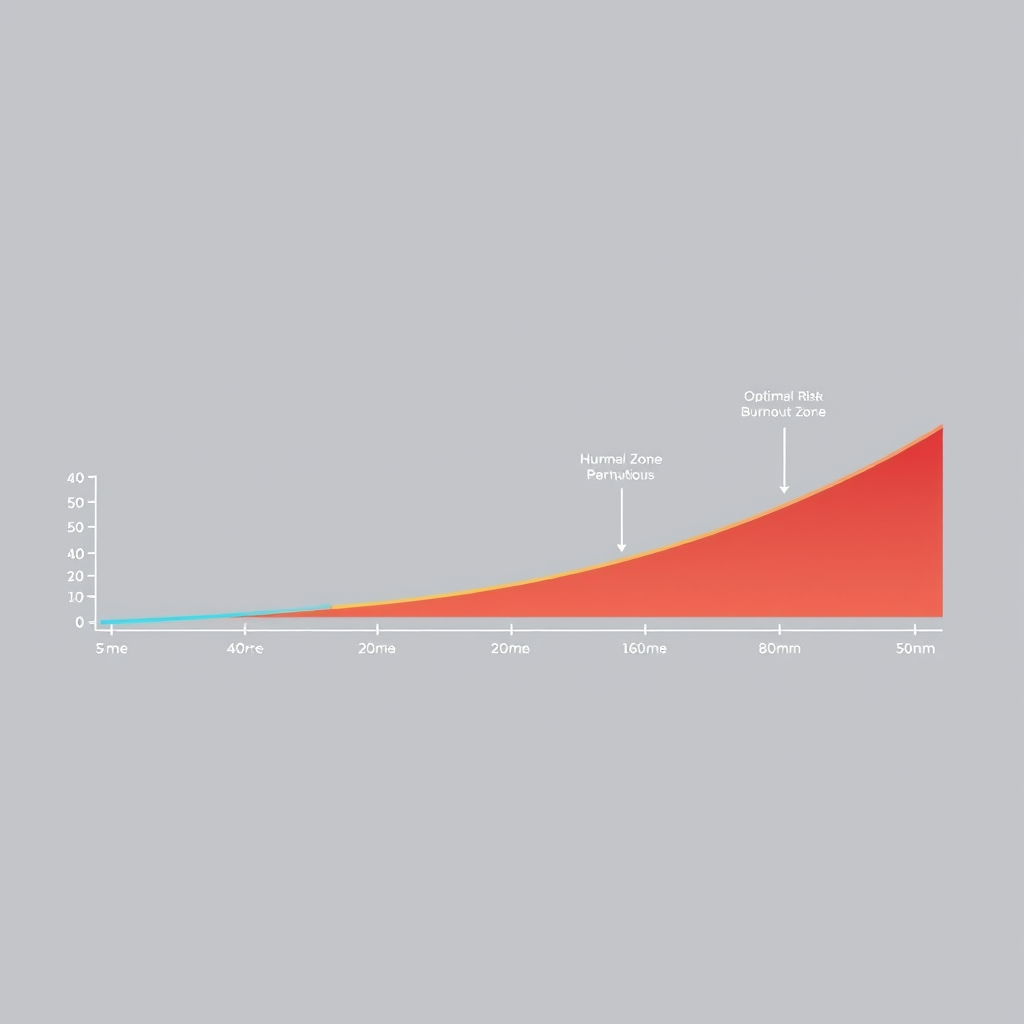 Timeline infographic comparing hours worked to productivity levels, showing the steep drop-off after 55 hours. Timeline Infographic: Productivity vs. Hours Worked