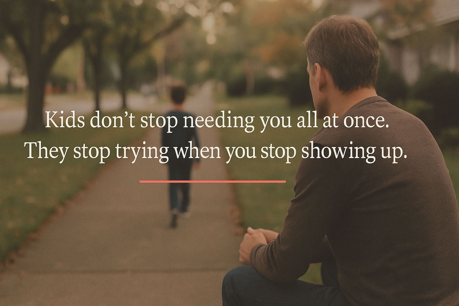 Kids don’t stop needing you all at once.They stop trying when you stop showing up.