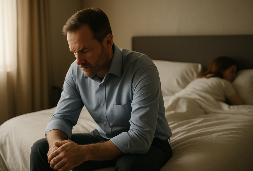 Man feeling emotionally disconnected from wife despite sharing the same home.